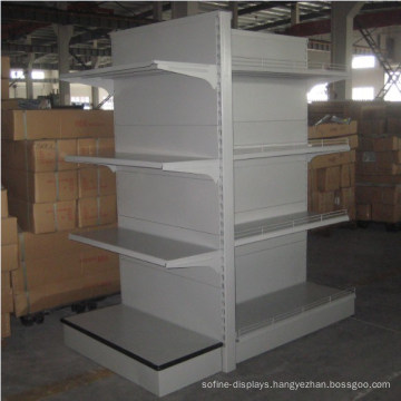 Double Sided Supermarket Shelf for Goods Display with Fence